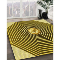 Patterned Golden Brown Yellow Rug, pat1427yw