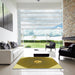 Square Patterned Golden Brown Yellow Rug in a Living Room, pat1427yw