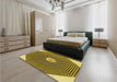 Patterned Golden Brown Yellow Rug in a Bedroom, pat1427yw