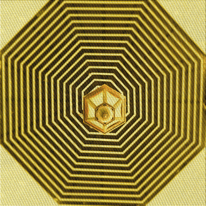 Round Patterned Golden Brown Yellow Rug, pat1427yw
