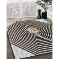 Patterned Burgundy Brown Novelty Rug, pat1427