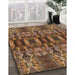 Machine Washable Transitional Red Brown Rug in a Family Room, wshpat1428brn