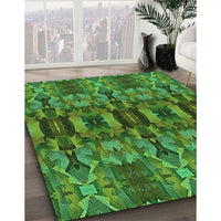 Patterned Deep Emerald Green Rug, pat1428grn