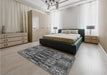 Patterned Gunmetal Gray Rug in a Bedroom, pat1428gry