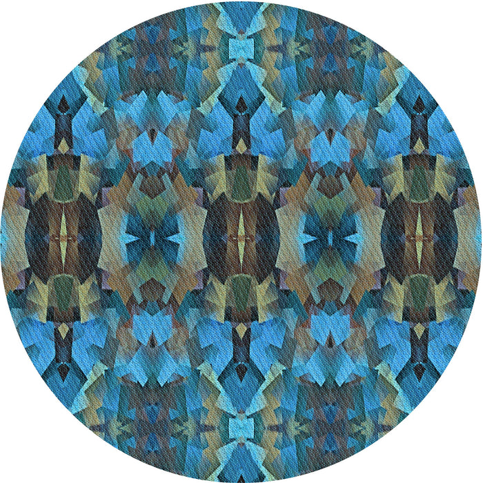 Square Patterned Dark Blue Grey Blue Rug, pat1428lblu
