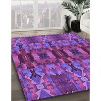 Patterned Dark Magenta Purple Rug, pat1428pur