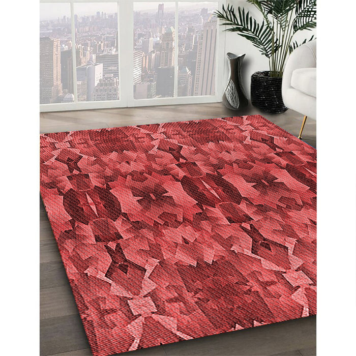 Patterned Red Rug in Family Room, pat1428rd