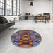 Round Patterned Bakers Brown Novelty Rug in a Office, pat1428