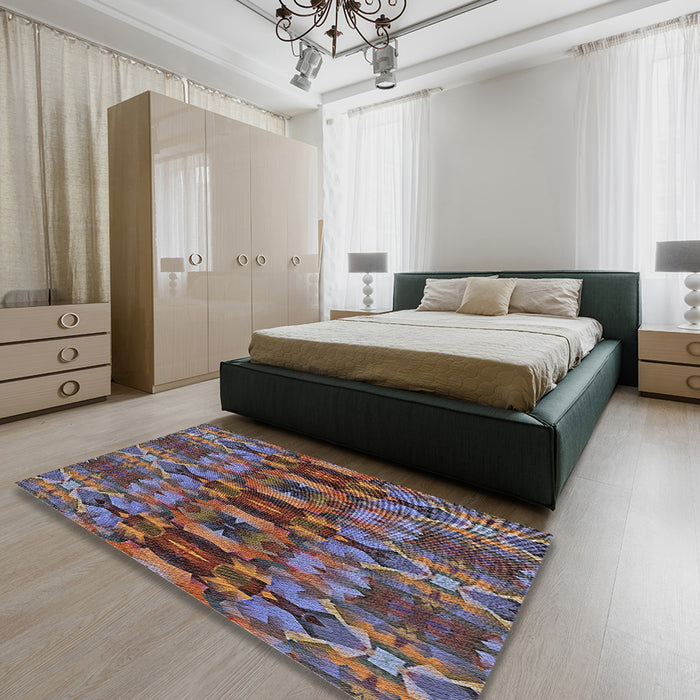 Patterned Bakers Brown Novelty Rug in a Bedroom, pat1428