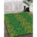 Machine Washable Transitional Dark Forest Green Rug in a Family Room, wshpat1429grn