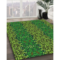 Patterned Dark Forest Green Rug, pat1429grn