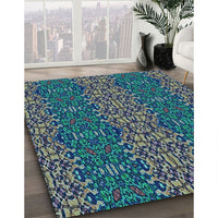 Patterned Seafoam Green Rug, pat1429lblu