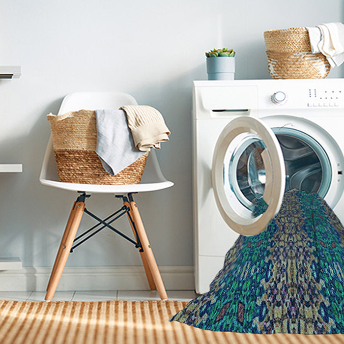 Machine Washable Transitional Seafoam Green Rug in a Washing Machine, wshpat1429lblu