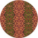 Square Patterned Saffron Red Rug, pat1429org