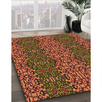 Patterned Saffron Red Rug, pat1429org