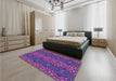 Patterned Bright Purple Rug in a Bedroom, pat1429pur