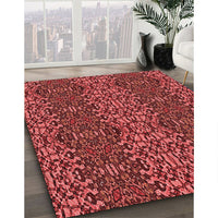 Patterned Cranberry Red Rug, pat1429rd