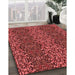 Patterned Cranberry Red Rug in Family Room, pat1429rd