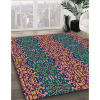 Patterned Khaki Green Novelty Rug, pat1429