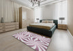 Patterned Tulip Pink Novelty Rug in a Bedroom, pat142