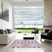 Square Patterned Tulip Pink Novelty Rug in a Living Room, pat142