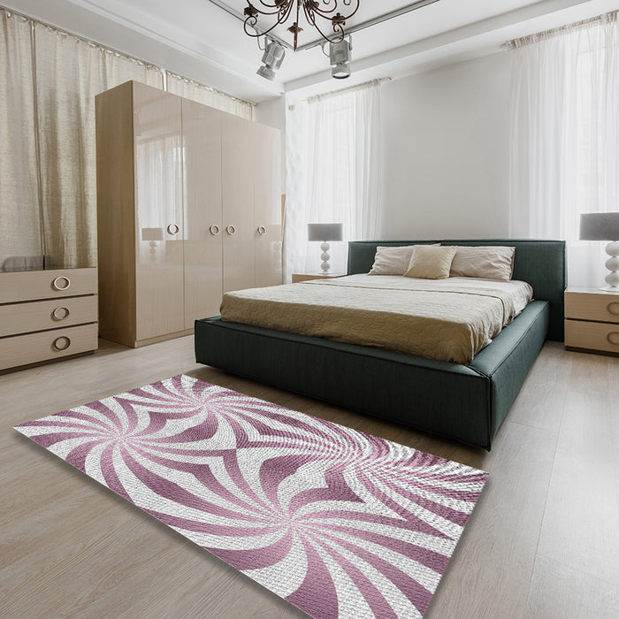 Machine Washable Transitional Tulip Pink Rug in a Bedroom, wshpat142
