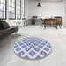 Round Patterned Lavender Blue Rug in a Office, pat143blu