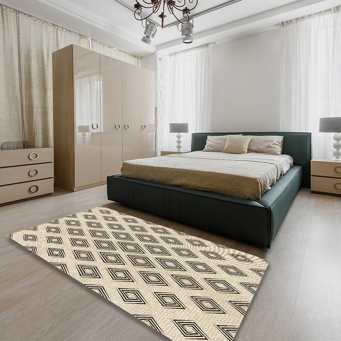 Patterned Brown Rug in a Bedroom, pat143brn