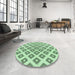 Round Patterned Mint Green Rug in a Office, pat143grn