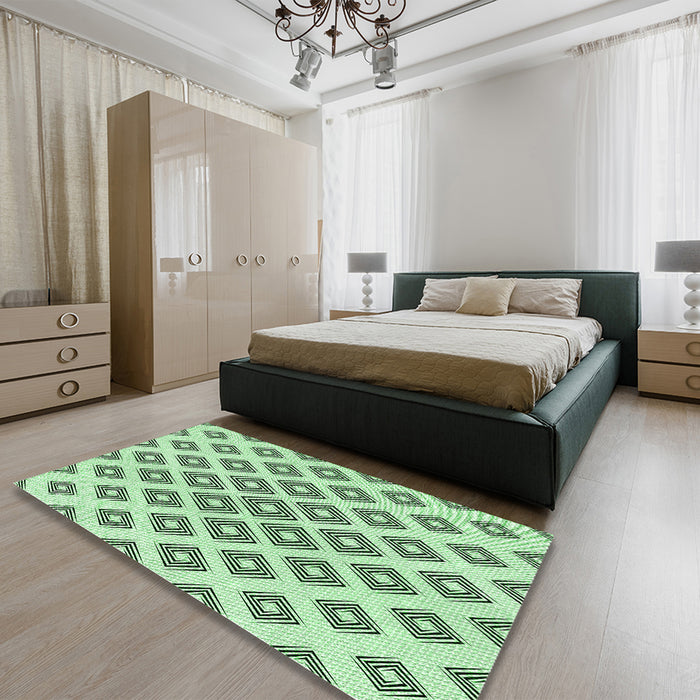 Round Machine Washable Transitional Mint Green Rug in a Office, wshpat143grn