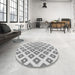 Round Patterned Platinum Gray Rug in a Office, pat143gry