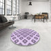 Round Patterned Purple Flower Purple Rug in a Office, pat143pur