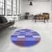 Round Patterned Amethyst Purple Rug in a Office, pat1430blu