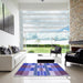 Square Patterned Amethyst Purple Rug in a Living Room, pat1430blu