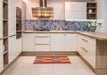 Patterned Bronze Brown Rug in a Kitchen, pat1430org