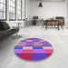 Round Patterned Medium Violet Red Pink Rug in a Office, pat1430pur