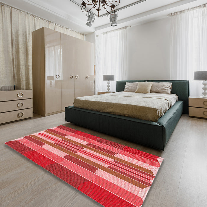 Patterned Red Rug in a Bedroom, pat1430rd