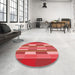 Round Patterned Red Rug in a Office, pat1430rd