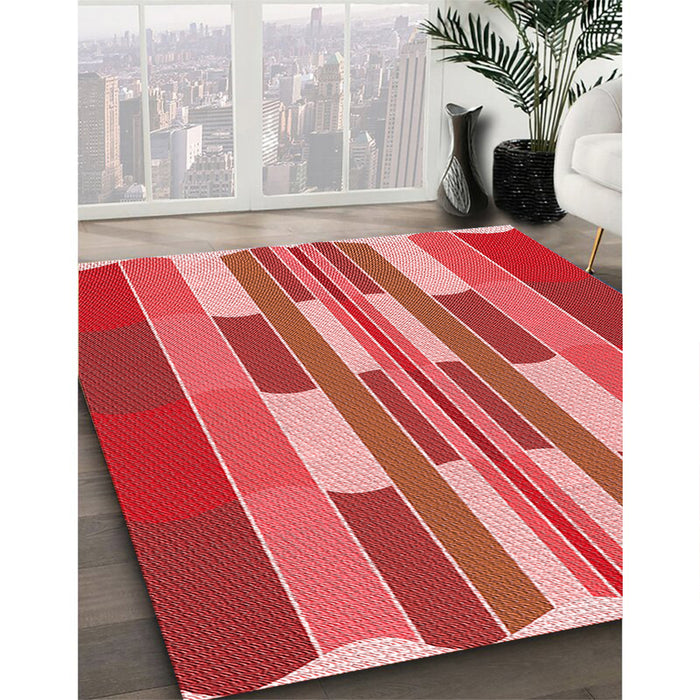 Machine Washable Transitional Red Rug in a Family Room, wshpat1430rd