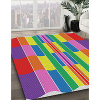 Patterned Pink Violet Pink Modern Rug, pat1430