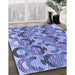 Patterned Slate Blue Rug in Family Room, pat1431blu