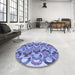 Round Patterned Slate Blue Rug in a Office, pat1431blu