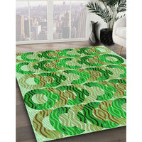 Patterned Dark Lime Green Rug, pat1431grn