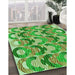 Patterned Dark Lime Green Rug in Family Room, pat1431grn