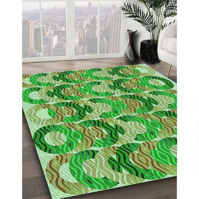 Machine Washable Transitional Dark Lime Green Rug in a Family Room, wshpat1431grn