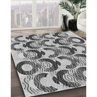 Patterned Platinum Silver Gray Rug, pat1431gry