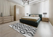 Patterned Platinum Silver Gray Rug in a Bedroom, pat1431gry