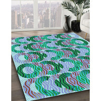 Patterned Steel Blue Rug, pat1431lblu