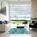 Square Patterned Steel Blue Rug in a Living Room, pat1431lblu