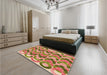 Patterned Chestnut Red Rug in a Bedroom, pat1431org